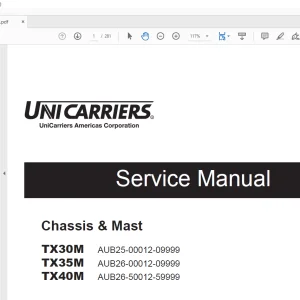 UNICARRIERS TX30M, TX35M, TX40M Chassis & Mast Service Manual 997SE-11000 PDF DOWNLOAD