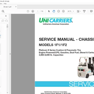 Unicarriers 1F1 1F2 Chassis Service Manual SM45U-1F120 PDF DOWNLOAD