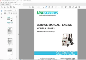 Unicarriers 1F1 1F2 K21 K25 Gasoline Engine Service Manual SM45U-K2125 PDF DOWNLOAD
