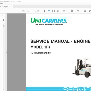 Unicarriers 1F4 T4D2 Diesel Engine Service Manual SM5UC-TD42E PDF DOWNLOAD