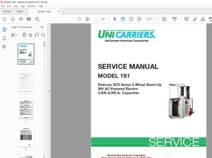 Unicarriers 1S1 Platinum SCX Series 3-Wheel Stand-Up 36V AC Service Manual SM1UC-1S100 PDF DOWNLOAD