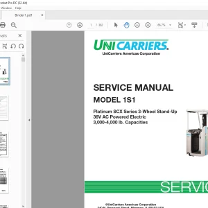 Unicarriers 1S1 Platinum SCX Series 3-Wheel Stand-Up 36V AC Service Manual SM1UC-1S100 PDF DOWNLOAD