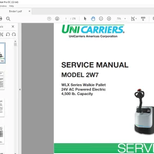 Unicarriers 2W7 WLX Series Walkie Pallet 24V AC Service Manual SM3UC-2W700 PDF DOWNLOAD