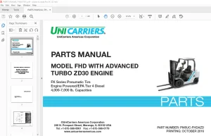 Unicarriers FHD WITH ADVANCED TURBO ZD30 ENGINE PARTS MANUAL PM5UC-FHDAZD PDF DOWNLOAD