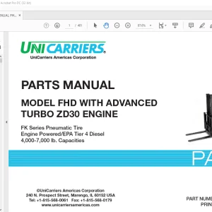 Unicarriers FHD WITH ADVANCED TURBO ZD30 ENGINE PARTS MANUAL PM5UC-FHDAZD PDF  DOWNLOAD