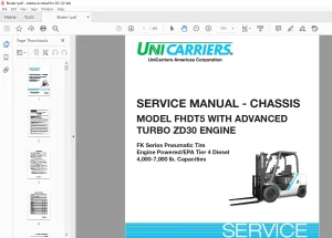 Unicarriers FHDT5 WITH ADVANCED TURBO ZD30 ENGINE CHASSIS SERVICE MANUAL SM5UC-FHDAZD PDF DOWNLOAD