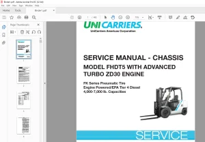 Unicarriers FHDT5 with Advanced Turbo ZD30 Engine Chassis Service Manual SM5UC-FHDAZD PDF DOWNLOAD
