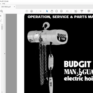 Budgit Man Guard Electric Hoists Operation Service & Parts Manual BI619660 - PDF DOWNLOAD