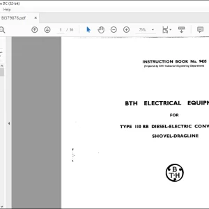 CAT 110 RB BTH DIESEL-ELECTRIC EXCAVATOR INSTRUCTIONS OPERATION AND MAINTENANCE MANUAL - PDF DOWNLOAD