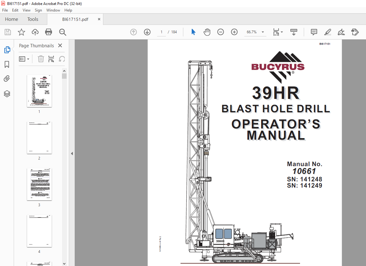 CAT 39HR BLAST HOLE DRILL OPERATOR’S MANUAL 10661 - PDF DOWNLOAD ...