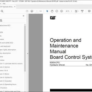 CAT 6090ACFS Hydraulic Shovel Board Control System Operation & Maintenance Manual DHS90011 - PDF DOWNLOAD