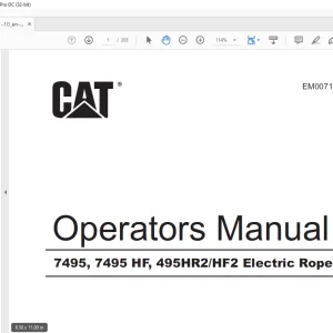 CAT 7495, 7495 HF, 495HR2 HF2 Electric Rope Shovel Operators Manual EM007181-10 -  PDF DOWNLOAD