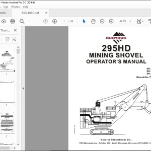 CAT BUCYRUS 295HD MINING SHOVEL OPERATOR'S MANUAL 10720 - PDF DOWNLOAD