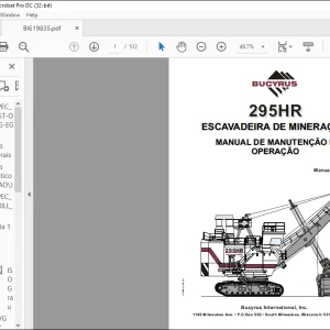 CAT BUCYRUS 295HR Escavadeira de Mineração Manual de Manutenção e Operação -  PDF DOWNLOAD (Portuguese)