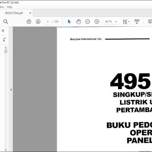 CAT BUCYRUS 295HR SINGKUP SHOVEL LISTRIK UNTUK PERTAMBANGAN BUKU PEDOMAN OPERATOR MANUAL