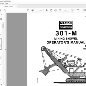 CAT BUCYRUS 301-M MINING SHOVEL OPERATOR'S MANUAL 2222 -  PDF DOWNLOAD