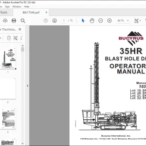 CAT BUCYRUS 35HR BLAST HOLE DRILL OPERATOR’S MANUAL 10388 -  PDF DOWNLOAD