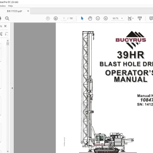 CAT BUCYRUS 39HR BLAST HOLE DRILL OPERATOR’S MANUAL SN 141200 - PDF DOWNLOAD