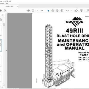 CAT BUCYRUS 49-RIII Blast Hole Drill Maintenance & Operation Manual BI005561  - PDF DOWNLOAD
