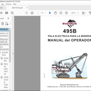 CAT BUCYRUS 495B PALA ELECTRICA PARA LA MINERIA MANUAL del OPERADOR BI616754 -  PDF DOWNLOAD (Spanish)