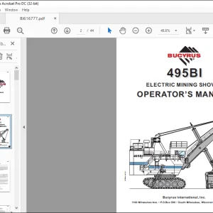 CAT BUCYRUS 495BI ELECTRIC MINING SHOVEL OPERATOR’S MANUAL  - PDF DOWNLOAD
