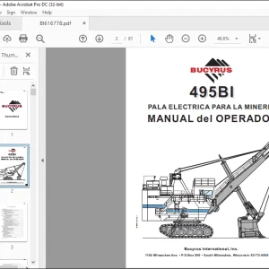 CAT BUCYRUS 495BI PALA ELECTRICA PARA LA MINERIA MANUAL del OPERADOR BI616778 - PDF DOWNLOAD  (Spanish)