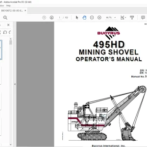CAT BUCYRUS 495HD MINING SHOVEL OPERATOR’S MANUAL 10758  - PDF DOWNLOAD