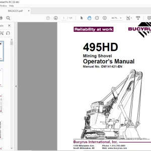 CAT BUCYRUS 495HD Mining Shovel Operator’s Manual OM141421  - PDF DOWNLOAD