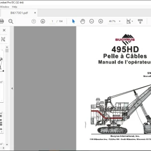 CAT BUCYRUS 495HD Pelle a Cables Manual de l'operateur SN 141186  - PDF DOWNLOAD (French)