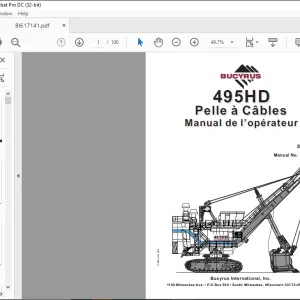 CAT BUCYRUS 495HD Pelle à Câbles Manual de l’opérateur SN 141246  - PDF DOWNLOAD (French)