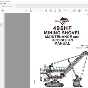 CAT BUCYRUS 495HF MINING SHOVEL MAINTENANCE and OPERATION MANUAL - PDF DOWNLOAD