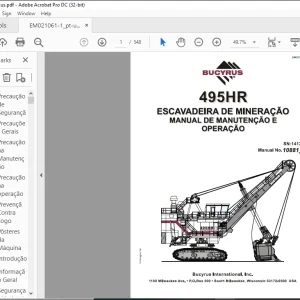 CAT BUCYRUS 495HR Escavadeira de Mineração Manual de Manutencao e Operacao SN 141318 - PDF DOWNLOAD(Portuguese)