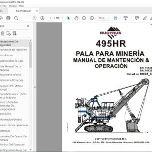 CAT BUCYRUS 495HR PALA PARA MINERIA MANUAL DE MANTENCION & OPERACION - PDF DOWNLOAD (Spanish)