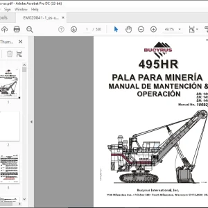 CAT BUCYRUS 495HR PALA PARA MINERIA MANUAL DE MANTENCION & OPERACION 1069 - PDF DOWNLOAD (CATALAN)