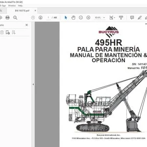 CAT BUCYRUS 495HR PALA PARA MINERÍA MANUAL DE MANTENCIÓN &  OPERACIÓN SN 141143 - PDF DOWNLOAD (Spanish)