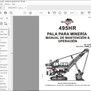 CAT BUCYRUS 495HR PALA PARA MINERIA MANUAL DE MANTENCION & OPERACION SN 141262 - PDF DOWNLOAD (CATALAN)