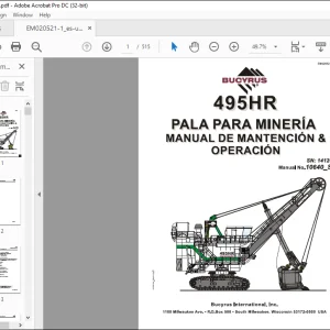 CAT BUCYRUS 495HR PALA PARA MINERIA MANUAL DE MANTENCION & OPERACION SN 141261 -  PDF DOWNLOAD (Catalan)