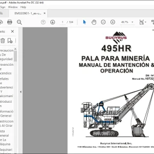CAT BUCYRUS 495HR PALA PARA MINERIA MANUAL DE MANTENCION & OPERACION SN141264 - PDF DOWNLOAD (CATALAN)