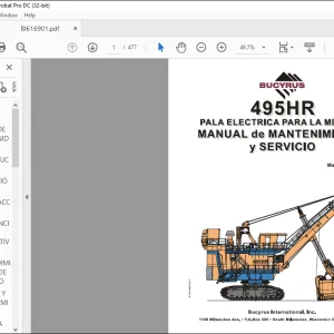 CAT BUCYRUS 495HR Pala Para Minera Manual de Mantencion Operacion - PDF DOWNLOAD (Spanish)