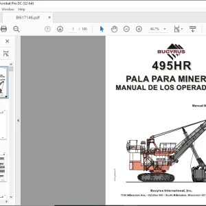 CAT BUCYRUS 495HR Pala para Minería Manual de los Operadores - PDF DOWNLOAD  (Spanish)