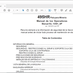 CAT BUCYRUS 495HR Pala para Minería Manual de los Operadores 10491 - PDF DOWNLOAD (Spanish)