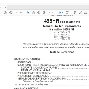 CAT BUCYRUS 495HR Pala para Minería Manual de los Operadores 10588  - PDF DOWNLOAD (French)