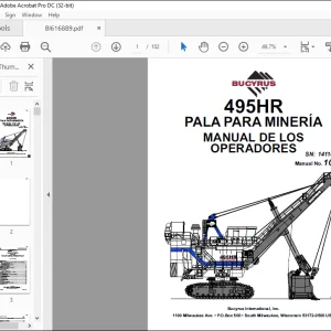 CAT BUCYRUS 495HR Pala para Minería Manual de los Operadores SN 141148 - PDF DOWNLOAD (Spanish)