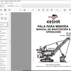 CAT BUCYRUS 495HR Palas Eléctricas para Minería Manual de Mantención y Operació - PDF DOWNLOAD (Spanish)
