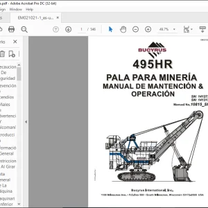 CAT BUCYRUS 495HR Palas Eléctricas para Minería Manual de Mantención y Operación 10815_SP - PDF DOWNLOAD (Spanish)