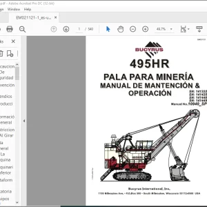 CAT BUCYRUS 495HR Palas Eléctricas para Minería Manual de Mantención y Operación 10940 -  PDF DOWNLOAD (Spanish
