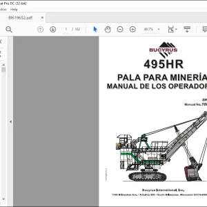 CAT BUCYRUS 495HR pala para Mineria Manual DE LOS Operadores  - PDF DOWNLOAD (Portuguese)
