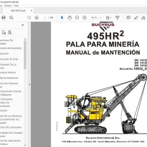 CAT BUCYRUS 495HR2 PALA PARA MINERIA MANUAL de MANTENCION - PDF DOWNLOAD (Catalan)