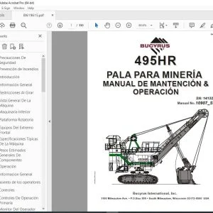 CAT BUCYRUS 495HR2 PALA PARA MINERIA MANUAL DE MANTENCION & OPERACIÓN SN:141323 - PDF DOWNLOAD (Spanish)