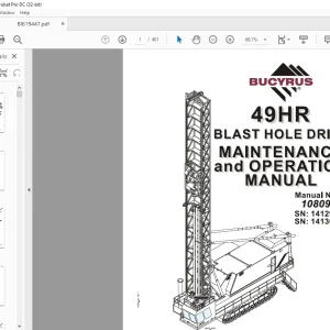 CAT BUCYRUS 49HR BLAST HOLE DRILL MAINTENANCE and OPERATION MANUAL 10809 -  PDF DOWNLOAD